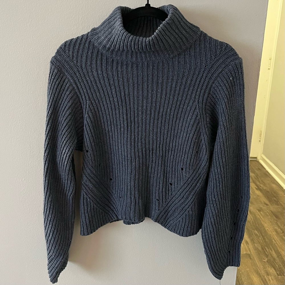 Blue/Grey Loose Turtleneck Sweater